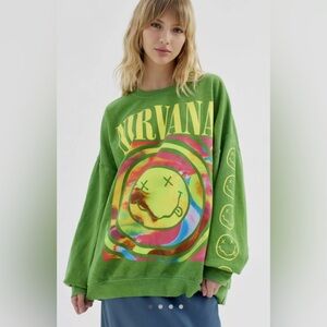 Urban Outfitters Green Nirvana Graphic Sweatshirt